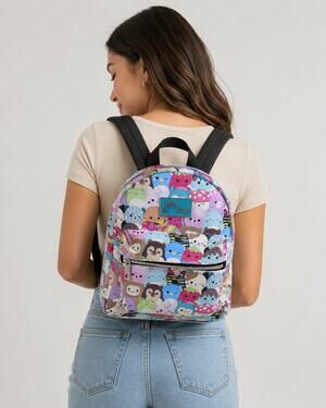 Squishmallows Mini Backpack Multicolor Character Print Zip Front Kids Bag School